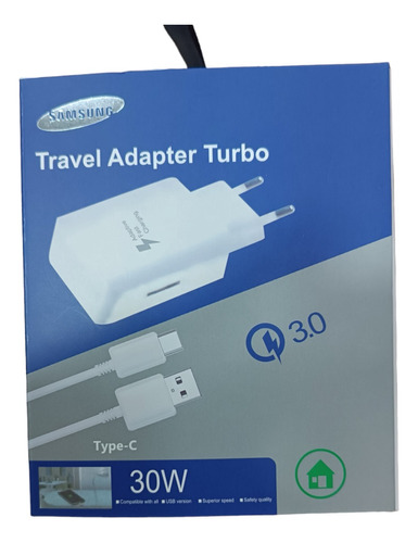 Cargado Adapter Turbo Samsung 30w Carga Rápida Tipo Usb C