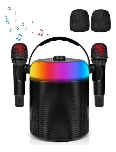Máquina De Karaoke, Altavoz Bluetooth Portátil Con 2 Micrófo