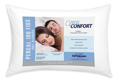 Kit 2 Travesseiros Max Confort Percal 180 Fios - Ortobom