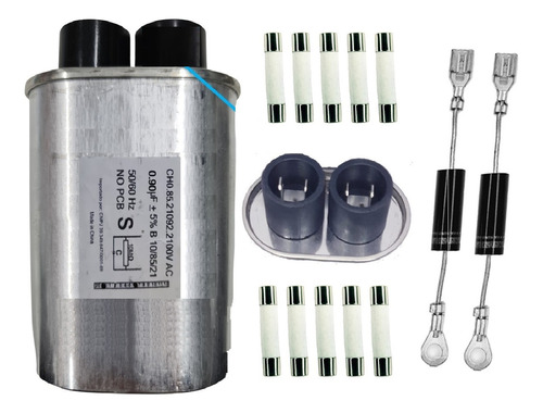 Kit Reparo Microondas Capacitor 0,90uf + 2 Diodo 10 Fusivel