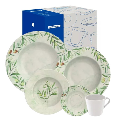 Aparelho De Jantar Olivia De Porcelana 20 Peças Tramontina Florido