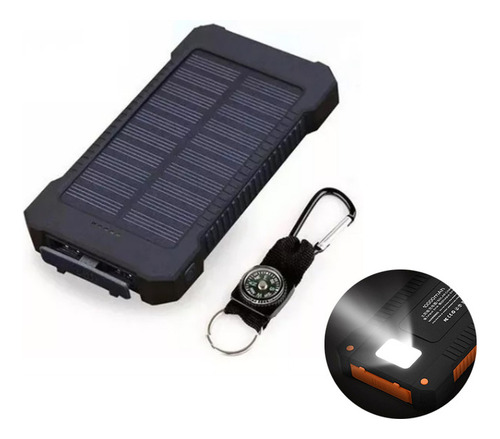 Portátil Banco De Energia Solar 20.000mah 2 Usb Portas Bk