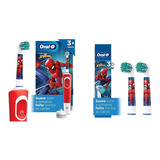 Escova Dental Elétrica Vitality Kids Homem Aranha + 2 Refis 