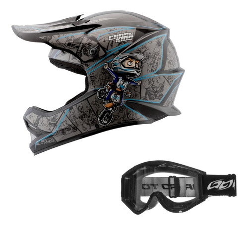 Capacete Trilha Motocross Infantil Tork Criança + Óculos 788