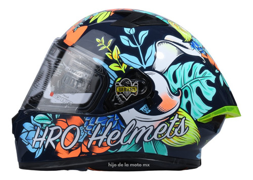 Casco Integral Hro 523dv Flowerist - Azul / Amarillo