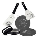 Kit Burger Hamburguesa Molde Espatula Plato Tramontina Black