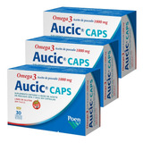 Pack 3 Aucic Caps Omega 3 Aceite De Pescado Trata Ojo Seco