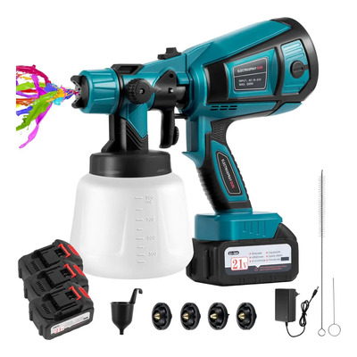 Pistola De Pintura Eléctrica Profesional Con Compresor Portátil | 3 Baterías 4000mah Recargables | 3 Modos + 4 Boquillas + Recipiente 1000ml | Para Automotriz, Casas, Paredes, Muebles | Envío gratis
