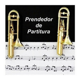 Prendedor De Partitura Trombone Dourado Hinário Partitura