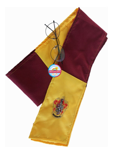 Set 2 Accesorios Disfraz Harry Potter Casa Gryffindor Bufanda Y Lentes