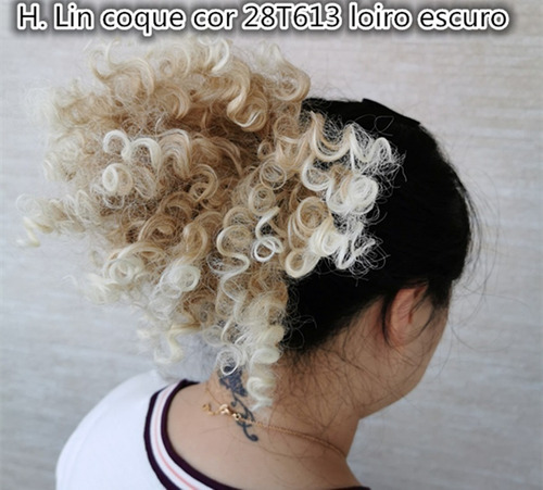 Peruca Curta Coque Rabico B206 Cor 28t613 Loiro Escuro Afro