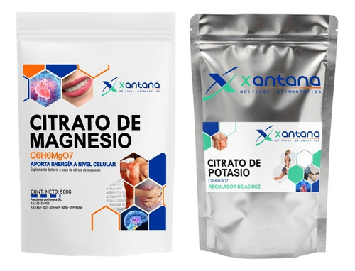 Citrato De Magnesio Y Potasio Long Life Xantana X 500gr Puro