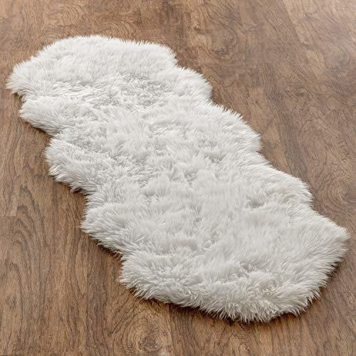 Alfombra Peluda Blanca Para Sofá O Silla - 2ft X 6ft.