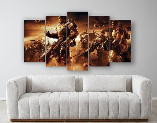 Set De 5 Cuadros Decorativo Canvas  Game Gears Of War 7