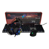 Kit Gamer Teclado Mecânico, Mouse, Headset Fone Rgb Rainbow