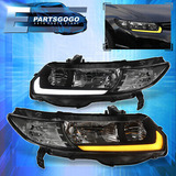 For 06-11 Honda Civic Fg Coupe Jdm Black Led Drl Sequent Aac