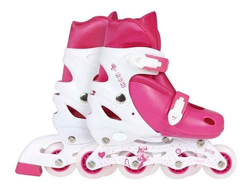 Patins Roller Row Infantil Rosa Regulável Do 34 A 37 - Mor