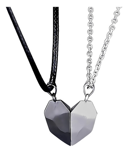 Collar Para Hombre Mujer Con Dije Corazón Magnético Parejas