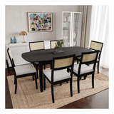 Conjunto Mesa De Jantar Tampo Mdf 1,80m E 6 Cadeiras Tiê