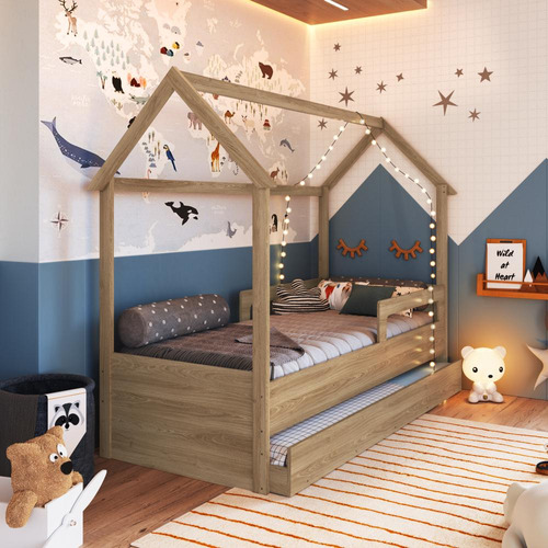 Cama Infantil Montessoriana Com Cama Auxiliar Aveiro