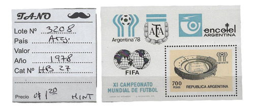 Lote3208 Argentina 1978 Gj# Hb# 27 Mint Mundial 78