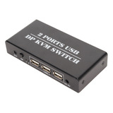 Conmutador Kvm Hd Displayport, 2 Puertos, 4k, 60 Hz, Modo Du