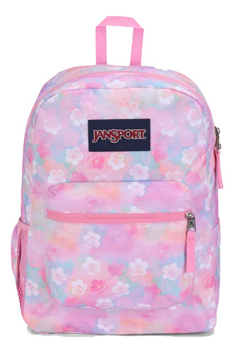 Mochila Jansport Cross Town Neon Daisy Con Flores Rosas