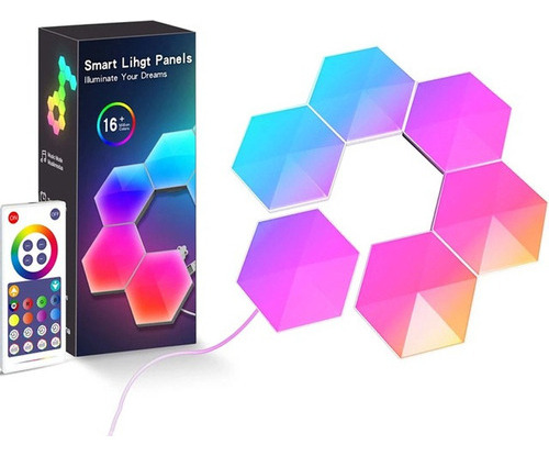 Paneles Hexagonales De Luces Led Rgb De Pared, 6 Piezas