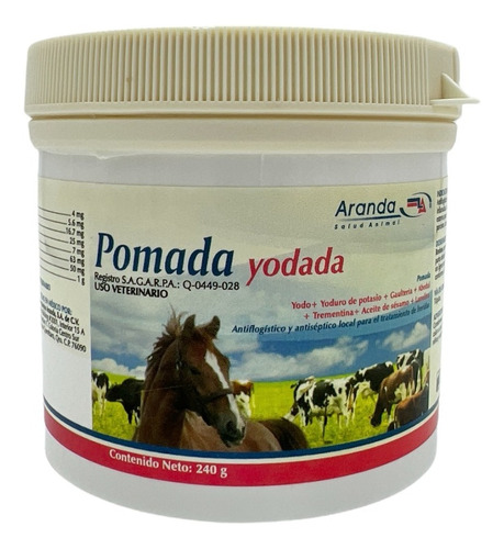 Pomada Yodada Antiséptico Aranda 240 G Uso Veterinario