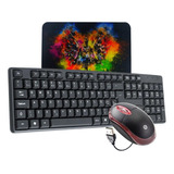 Kit Escritório Office Teclado Mouse E Mouse Pad Simples