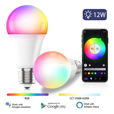 2 Pcs Foco FYIUIN 12w Led Wi-fi Sajustable Rgbcw Bulbo 2700-6500k 1200lm Bluetooth Música Voz Multicolor Aplicación Briturn Compatible Con Alexa Y Googlecompatible Android Ios | MercadoLibre