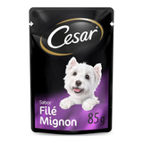 Alimento Cesar Sachet Para Cão Adulto Todos Os Tamanhos Sabor Filete Mignon Em Saco De 85g