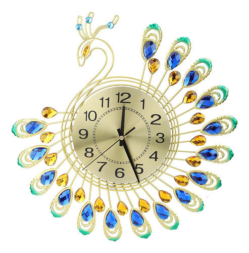 37.5cm Grande Moderno Luminoso Reloj De Pared De Pavo Real