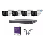 Kit Cctv 4 Cámaras 8mpx Dvr 8ch 4k Hikvison 30m Ir  2.8mm