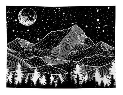 Tapiz De Pared Manta Decorativa Diseño De Montañas Negro