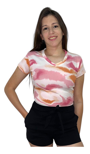 Remera Estampada Morley Top Mujer Pupera Escote V