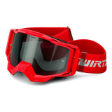 Antiparras Motocross Wirtz Element Plus + Enduro Atv Mtb Lente Espejado Silver Armazón Rojo Talle Adulto