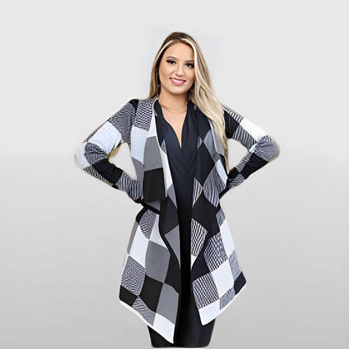 Cardigan Casaco Xadrez Para Inverno Entrega Imediata Com Nf