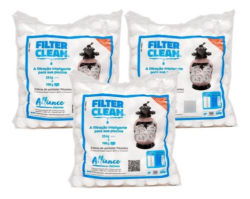 Kit 3 Filter Clean Filtrante Para Filtro Piscina =75kg Areia