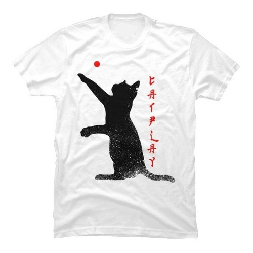 Playera Camiseta Tendencia Gato Negro Estilo Japones 