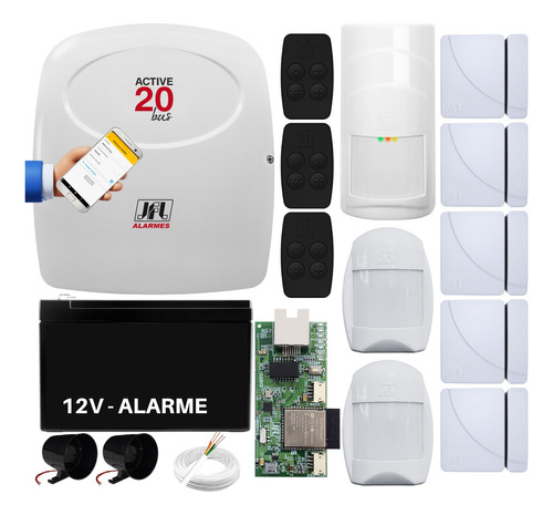 Kit Alarme Monitorado Aplicativo Active 20 Jfl + 8 Sensores