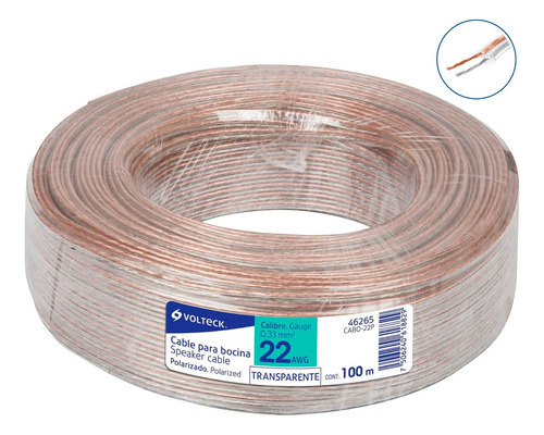 Cable Para Bocina 22 Awg Polarizado 100 M Volteck 46265