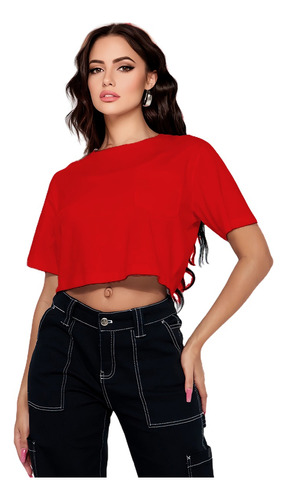 Blusa Crop Top Over Size Sexy Mujer Moda Casual
