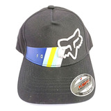 Gorra Fox Negro Logo Gris Bordado Talla Ch/med Bandera Color