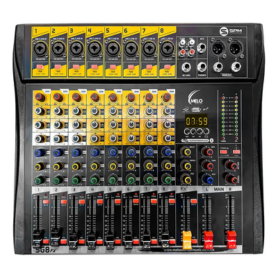 Melo Spm Sg8fx Mezcladora 8 Canales Con Usb Bluetooth Delay | Meses sin interés