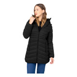 Campera Mujer Larga Abrigada Térmica Con Capucha Impermeable