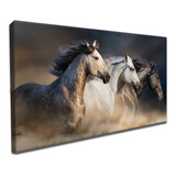 Quadro Decorativo Luxo Cavalos Correndo 100x80 Grande