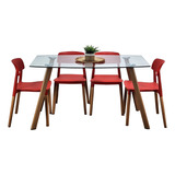 Juego Comedor Mesa Nordica Ferra 1,40 Haya + 4 Sillas 