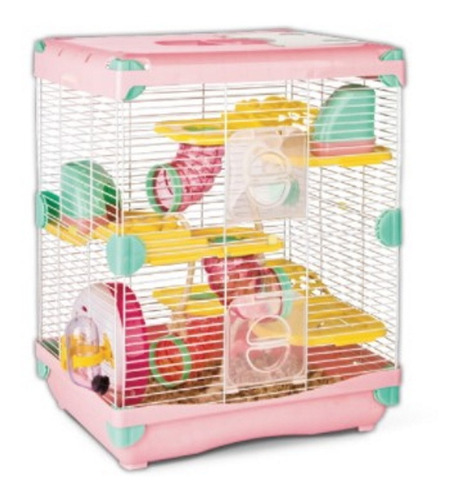 Jaula Plastica Sunny Hamster Land Rosa 3 Pisos Anti-mordidas