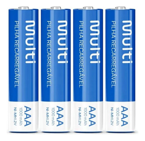 4 Pilhas Recarregáveis Aaa Palito 1000 Mah Multilaser Cb050